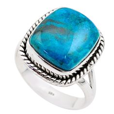 6.15cts solitaire natural blue chrysocolla 925 silver ring size 7.5 t75225
