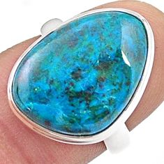 12.79cts solitaire natural blue chrysocolla 925 silver ring size 6.5 u47608