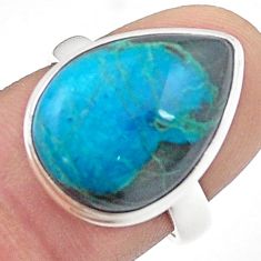 12.79cts solitaire natural blue chrysocolla 925 silver ring size 7.5 u47619