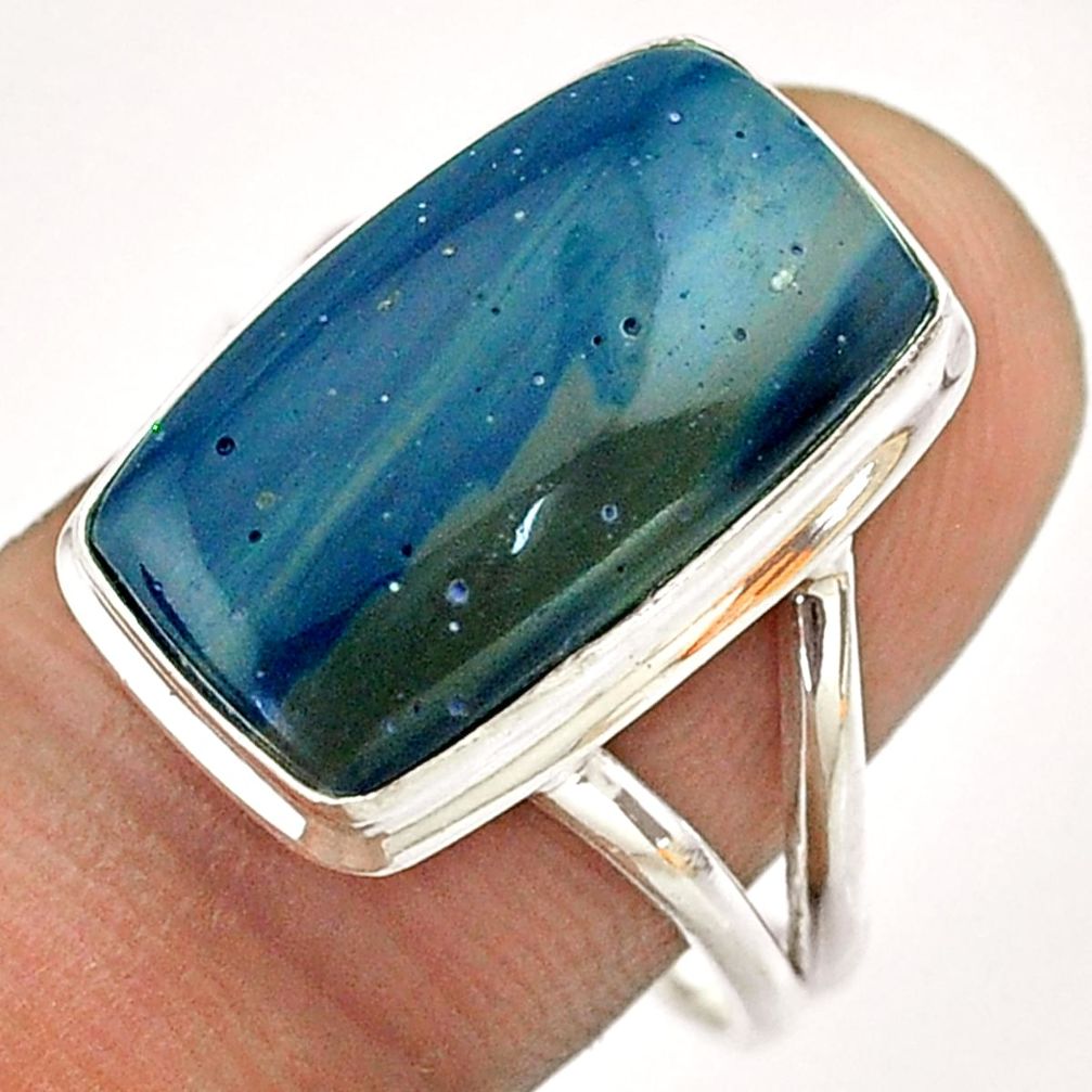 12.08cts solitaire natural blue copper slag 925 silver ring size 9 t54514