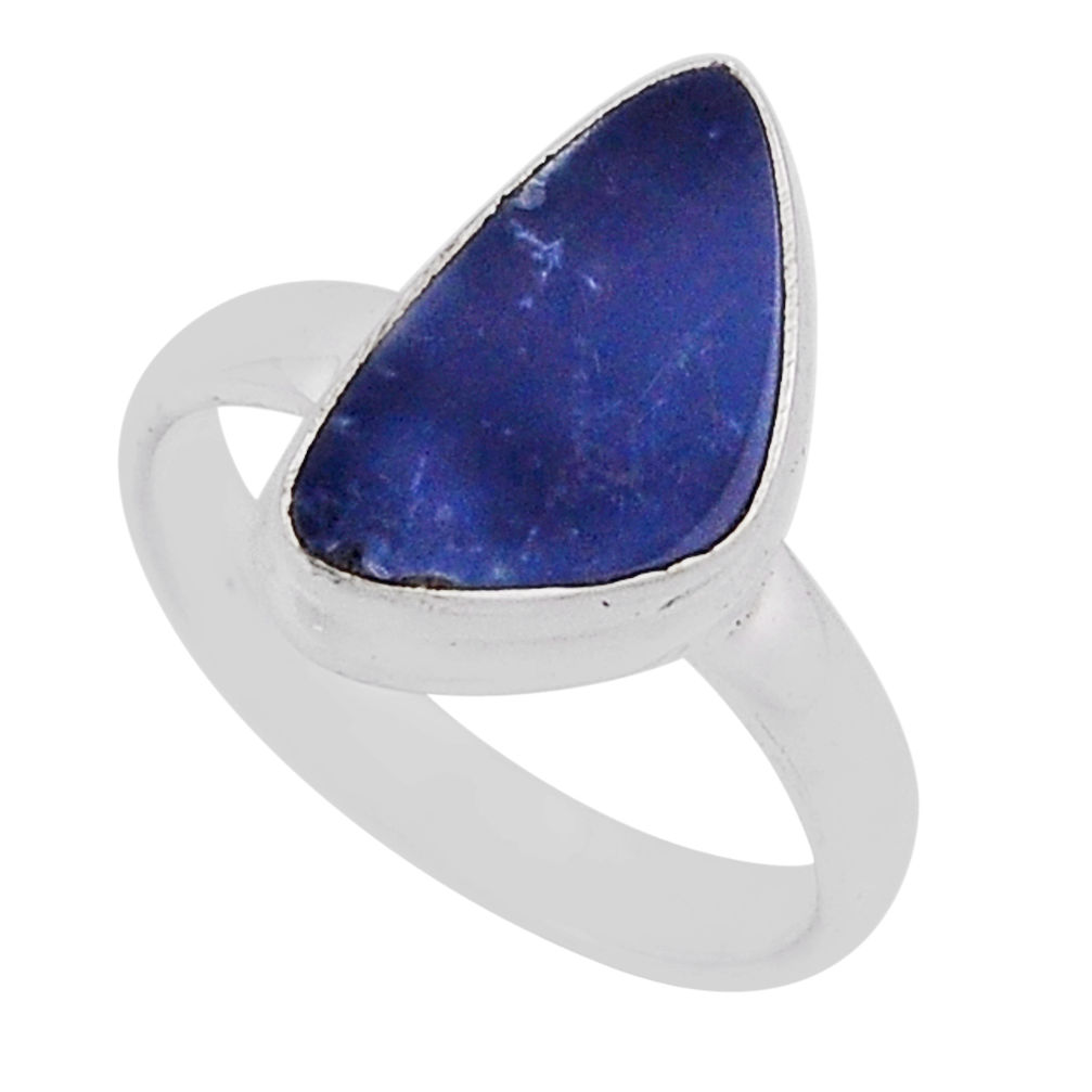 4.72cts solitaire natural blue doublet opal australian silver ring size 7 n39884