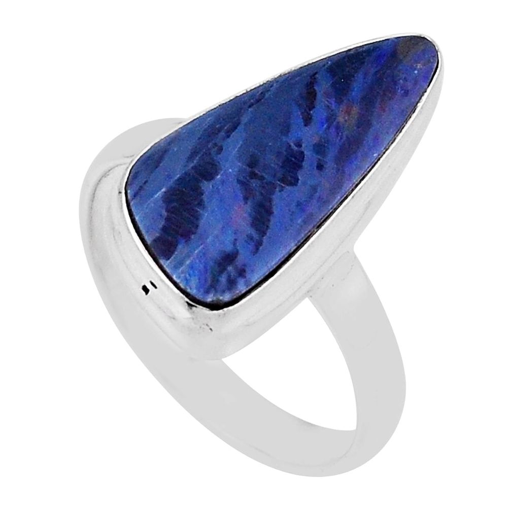 5.57cts solitaire natural blue doublet opal australian silver ring size 9 n34845