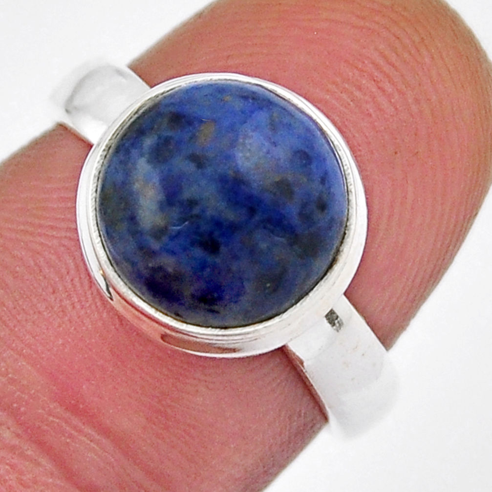 4.87cts solitaire natural blue dumortierite 925 silver ring size 6.5 y33090