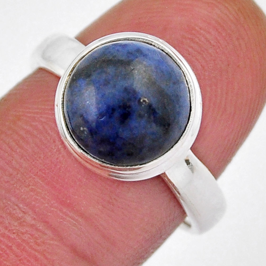 5.11cts solitaire natural blue dumortierite 925 silver ring size 7.5 y33091