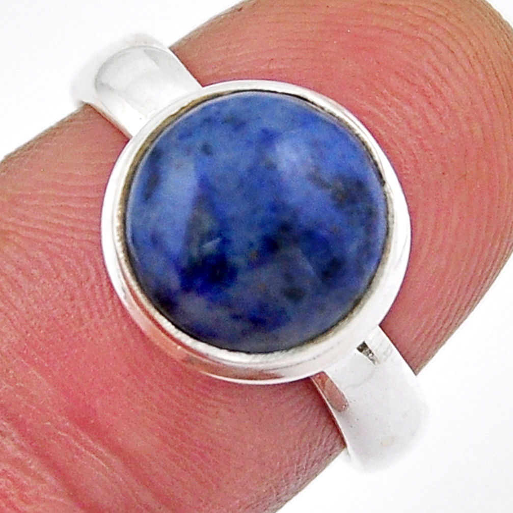 5.38cts solitaire natural blue dumortierite 925 silver ring size 7.5 y33093