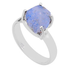 4.76cts solitaire natural blue dumortierite fancy 925 silver ring size 6 n47569