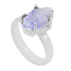4.71cts solitaire natural blue dumortierite fancy 925 silver ring size 6 n47610