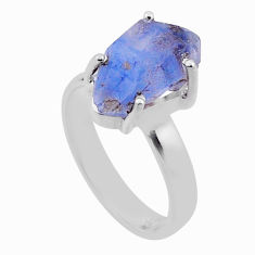 5.45cts solitaire natural blue dumortierite fancy 925 silver ring size 7 n47567