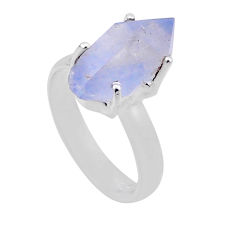 5.54cts solitaire natural blue dumortierite fancy 925 silver ring size 7 n47607
