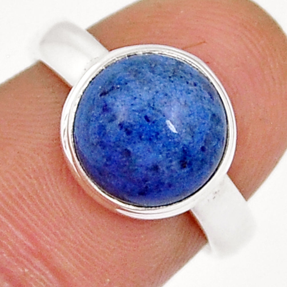 5.00cts solitaire natural blue dumortierite round 925 silver ring size 7 y4244