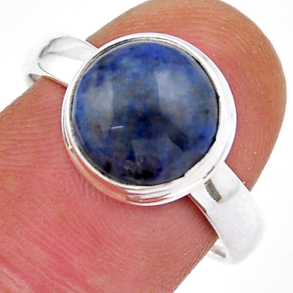 5.38cts solitaire natural blue dumortierite round 925 silver ring size 8 y33081