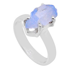 5.06cts solitaire natural blue dumortierite silver ring jewelry size 6 n47564