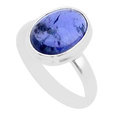 6.70cts solitaire natural blue iolite 925 sterling silver ring size 10 u60635