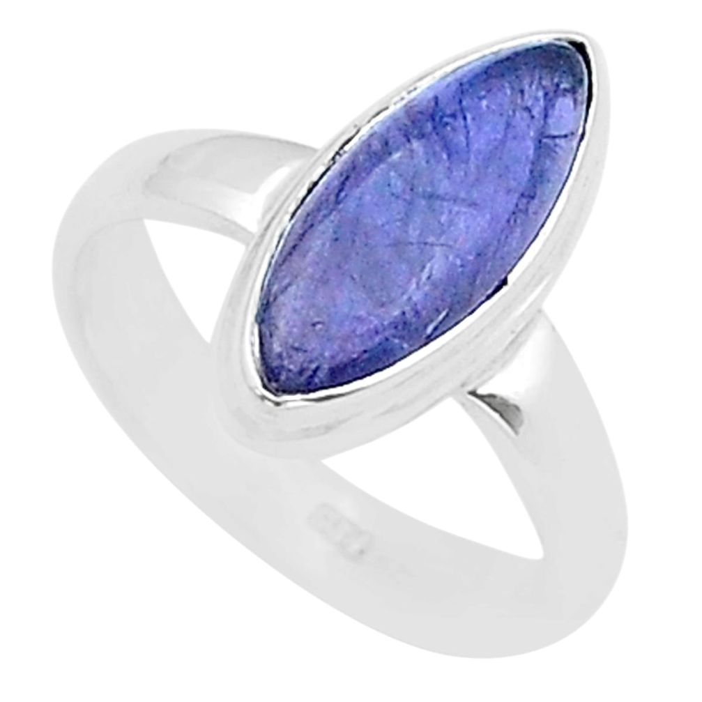 4.81cts solitaire natural blue iolite 925 sterling silver ring size 6 u60584