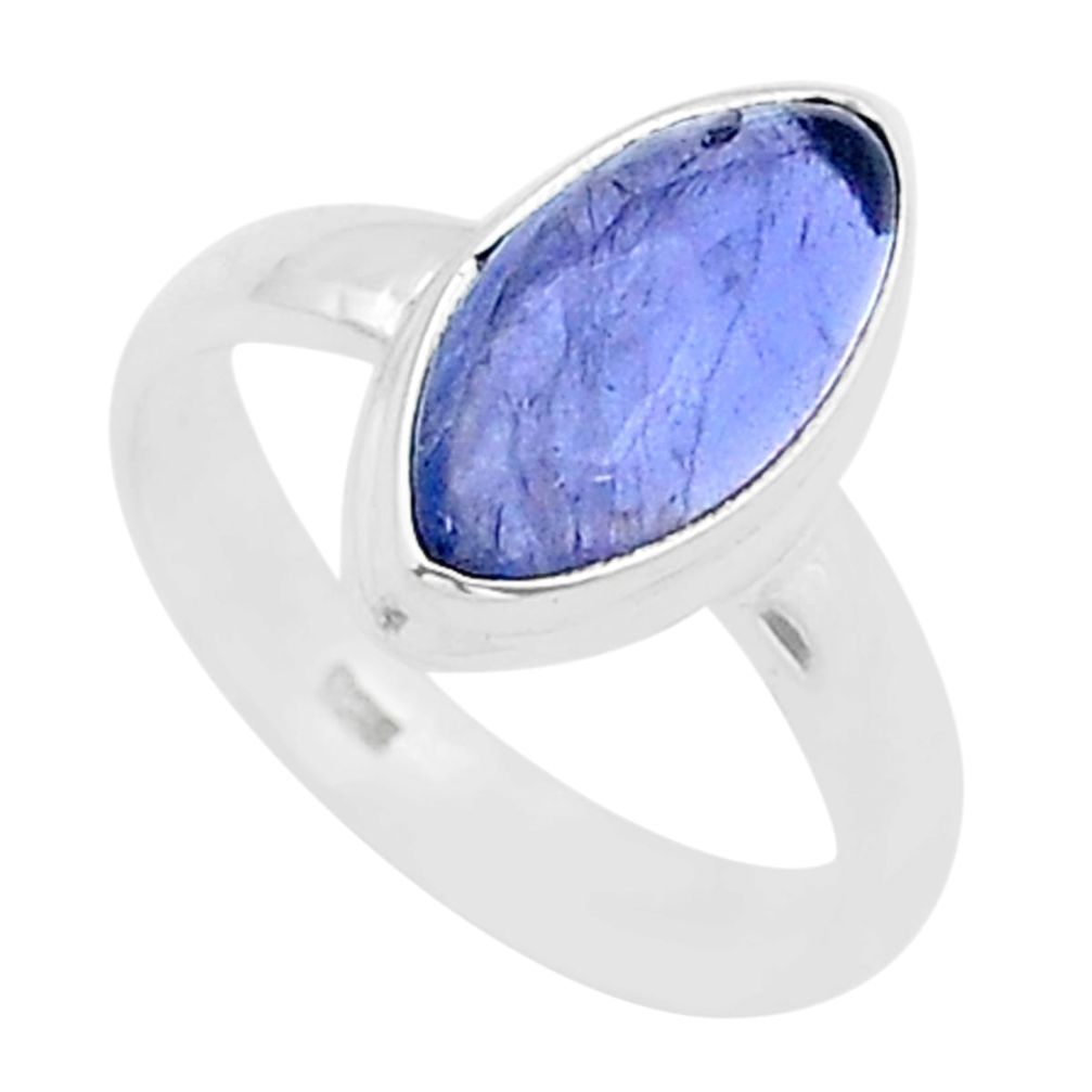 4.88cts solitaire natural blue iolite 925 sterling silver ring size 6 u60586