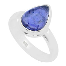 4.43cts solitaire natural blue iolite 925 sterling silver ring size 7 u60569