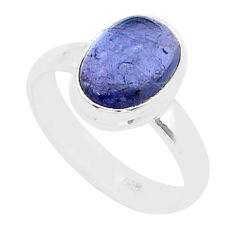 4.11cts solitaire natural blue iolite 925 sterling silver ring size 7 u60592