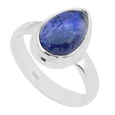 5.03cts solitaire natural blue iolite 925 sterling silver ring size 8 u60558