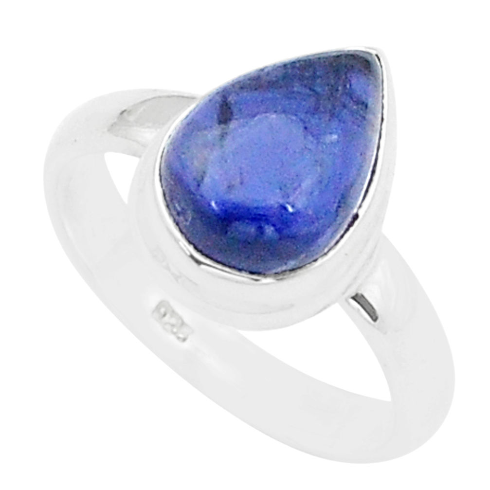 4.59cts solitaire natural blue iolite 925 sterling silver ring size 8 u60590