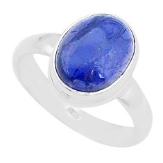 4.98cts solitaire natural blue iolite 925 sterling silver ring size 8 u60596