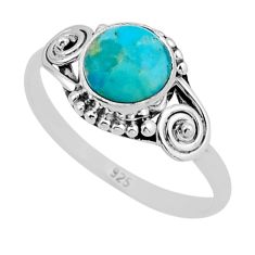 2.37cts solitaire natural blue kingman turquoise 925 silver ring size 8 n3421