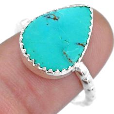 9.86cts solitaire natural blue kingman turquoise 925 silver ring size 8 u80150