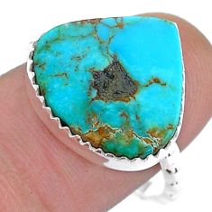 10.16cts solitaire natural blue kingman turquoise 925 silver ring size 9 u80161