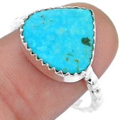 8.49cts solitaire natural blue kingman turquoise 925 silver ring size 8.5 u80151