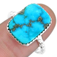7.78cts solitaire natural blue kingman turquoise 925 silver ring size 8.5 u80164