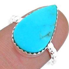6.83cts solitaire natural blue kingman turquoise 925 silver ring size 7.5 u80180
