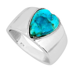 4.88cts solitaire natural blue kingman turquoise 925 silver ring size 8.5 y80980