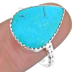 10.32cts solitaire natural blue kingman turquoise pear silver ring size 9 u80171