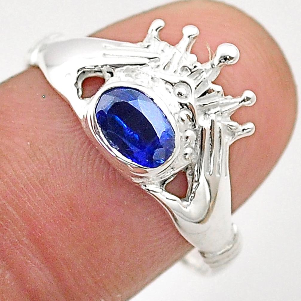 1.01cts solitaire natural blue kyanite 925 silver crown ring size 7.5 t66743