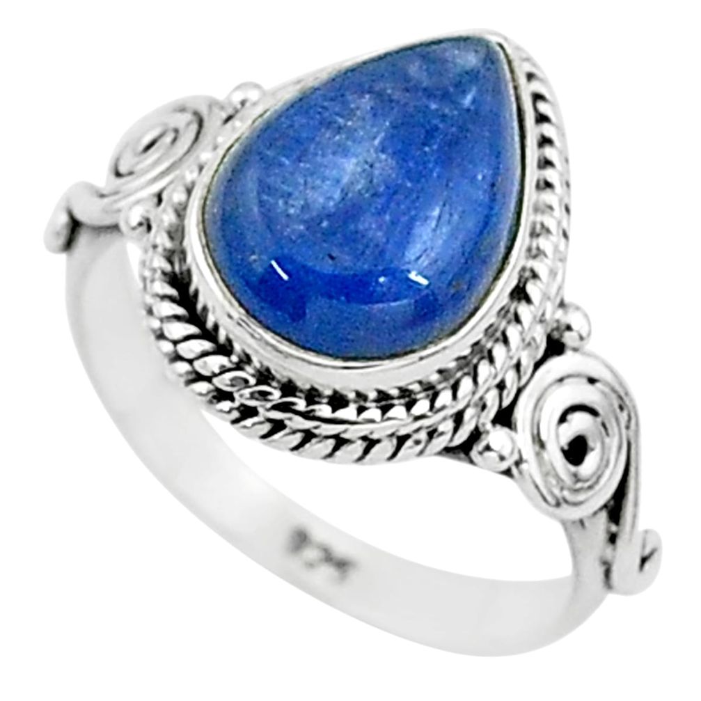2.43cts solitaire natural blue kyanite 925 sterling silver ring size 5 t6062