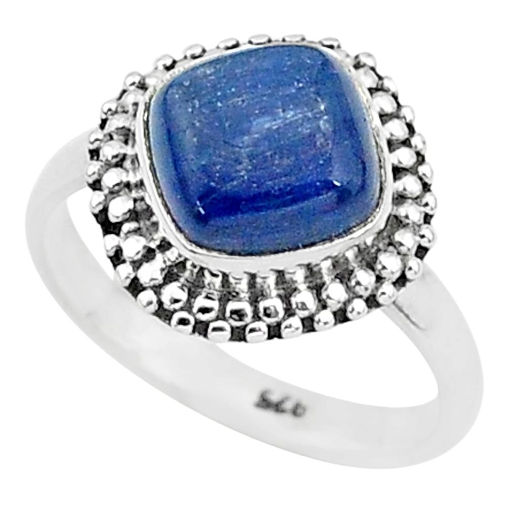 3.45cts solitaire natural blue kyanite 925 sterling silver ring size 5 t6068