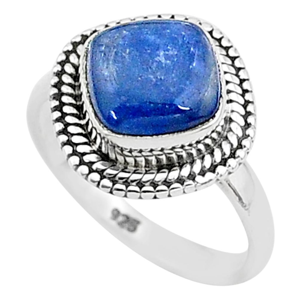 3.12cts solitaire natural blue kyanite 925 sterling silver ring size 5 t6090