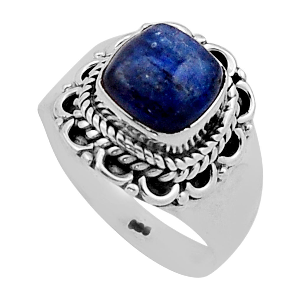 3.26cts solitaire natural blue kyanite 925 sterling silver ring size 6 n12896