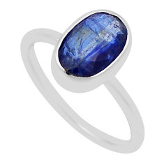 2.88cts solitaire natural blue kyanite 925 sterling silver ring size 6 n33636