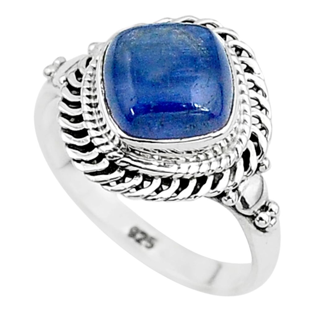 3.29cts solitaire natural blue kyanite 925 sterling silver ring size 6 t6038