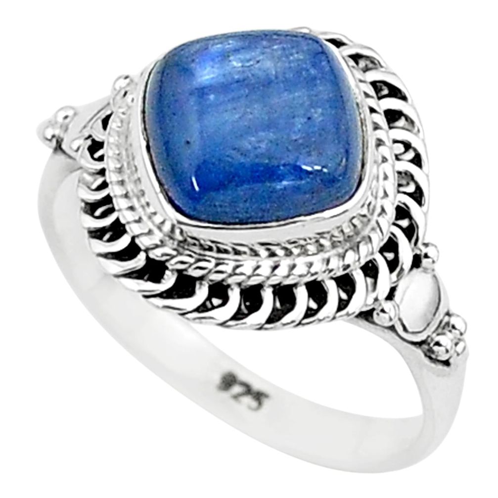 3.08cts solitaire natural blue kyanite 925 sterling silver ring size 6 t6083
