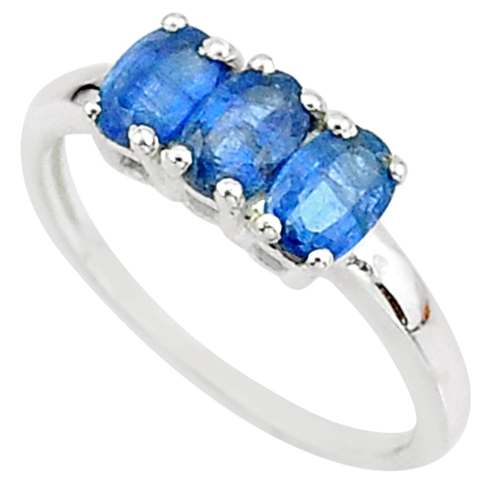 2.50cts solitaire natural blue kyanite 925 sterling silver ring size 6 t7596