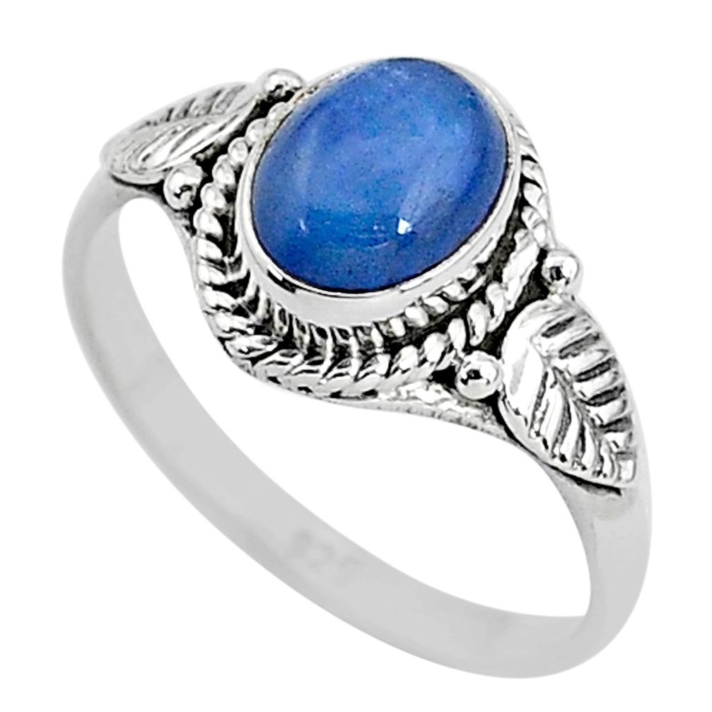 2.30cts solitaire natural blue kyanite 925 sterling silver ring size 7 t2363