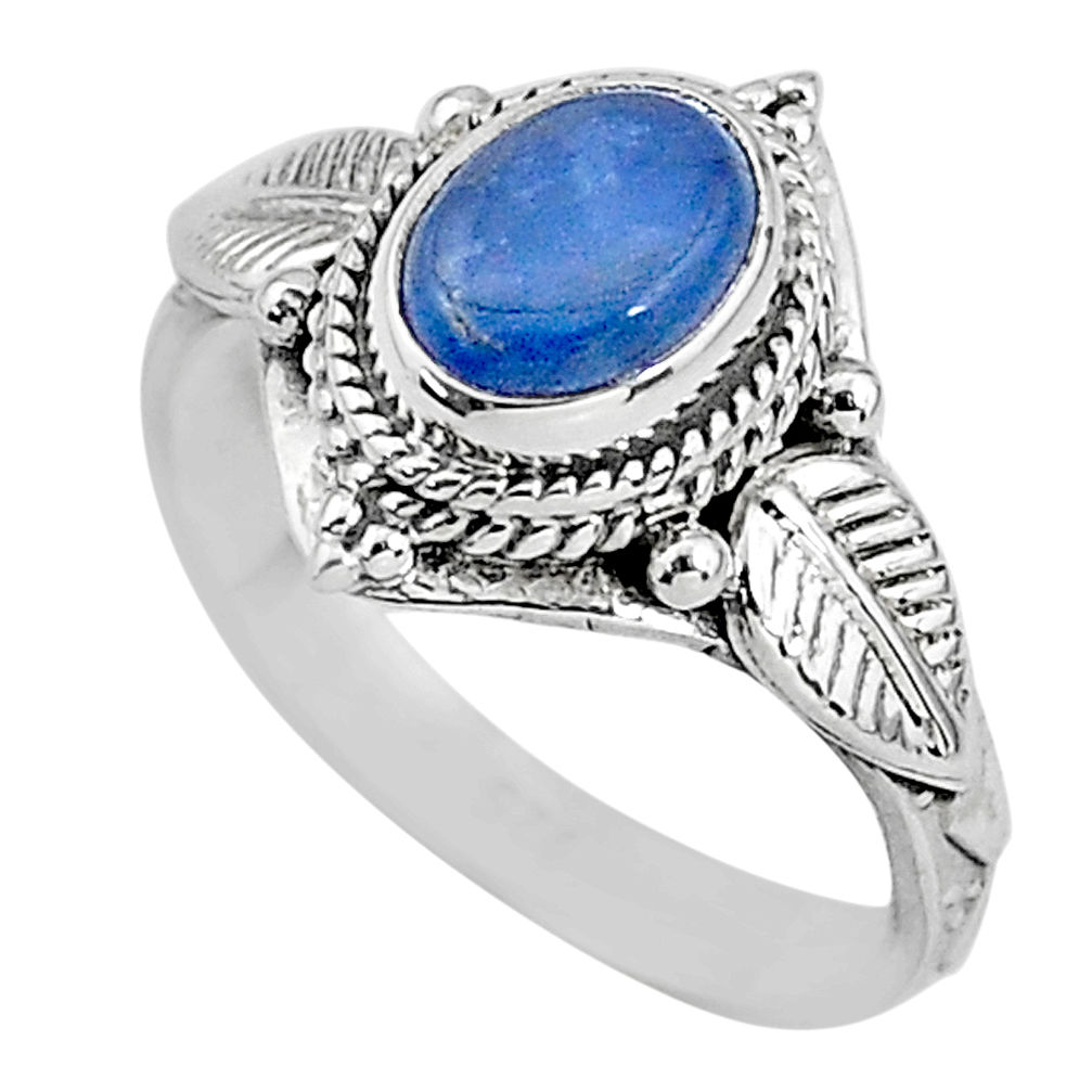 2.13cts solitaire natural blue kyanite 925 sterling silver ring size 7 t2382