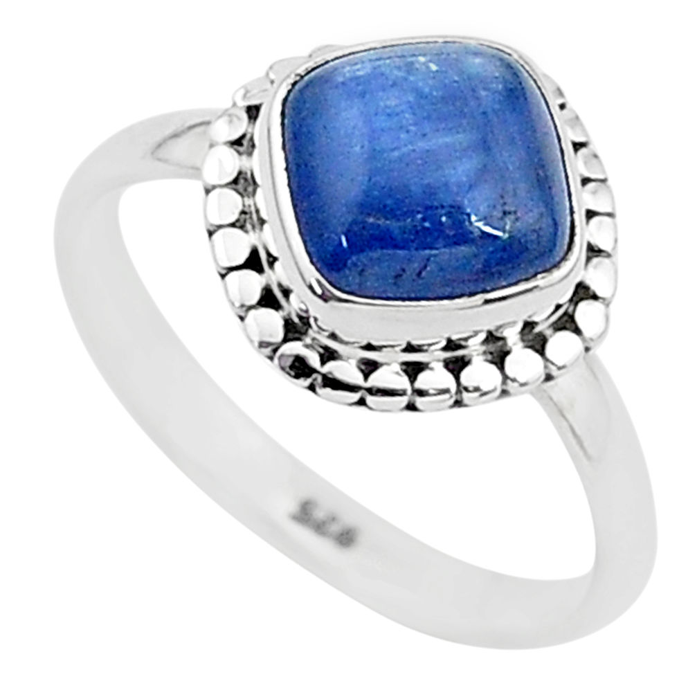 3.29cts solitaire natural blue kyanite 925 sterling silver ring size 7 t6073