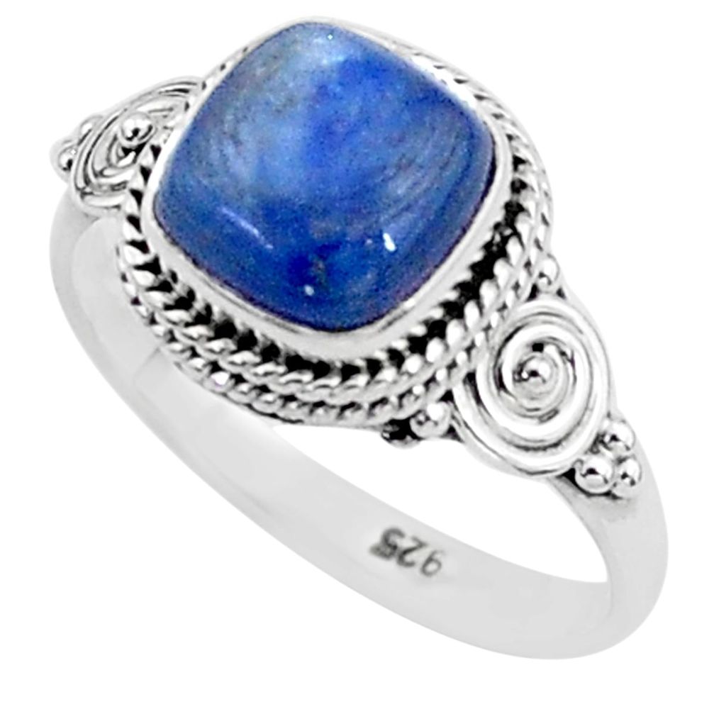 3.26cts solitaire natural blue kyanite 925 sterling silver ring size 7 t6086