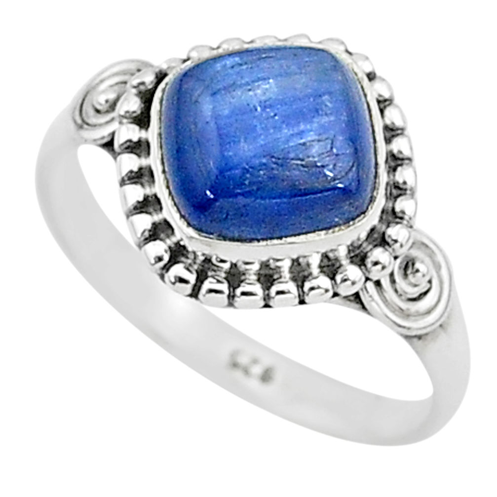 3.46cts solitaire natural blue kyanite 925 sterling silver ring size 7 t6093