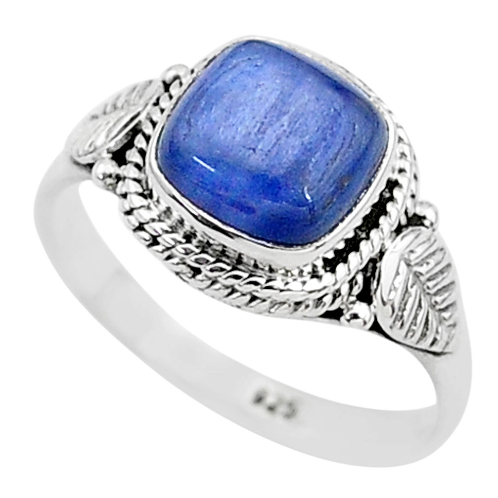 3.11cts solitaire natural blue kyanite 925 sterling silver ring size 7 t6094
