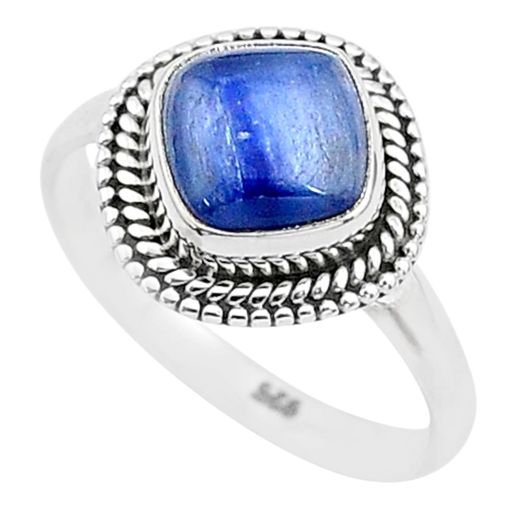 3.06cts solitaire natural blue kyanite 925 sterling silver ring size 7 t6097