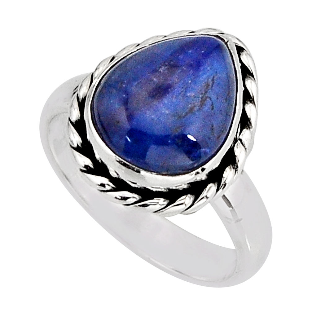 5.31cts solitaire natural blue kyanite 925 sterling silver ring size 7 y75395