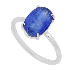 3.98cts solitaire natural blue kyanite 925 sterling silver ring size 8 n33625